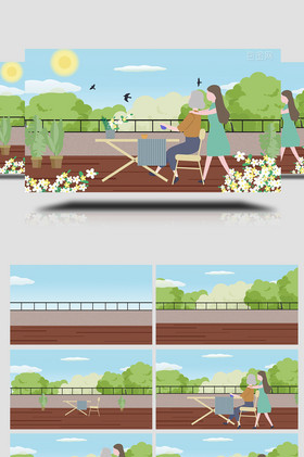 易用卡通mg动画女孩给奶奶捏肩