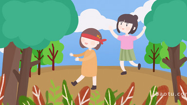 易用卡通mg动画童趣孩子们捉迷藏