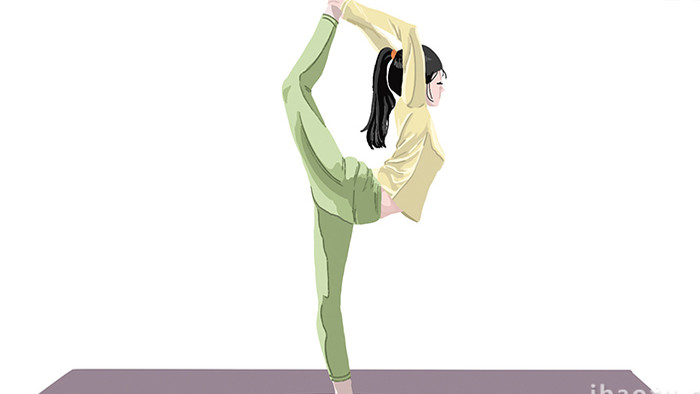 易用卡通mg动画女孩做瑜伽动作