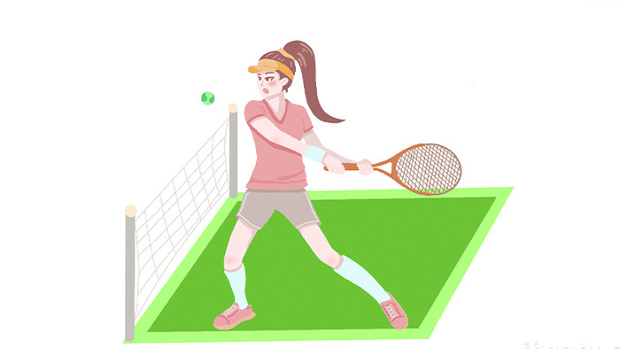 易用卡通mg动画女孩运动打网球