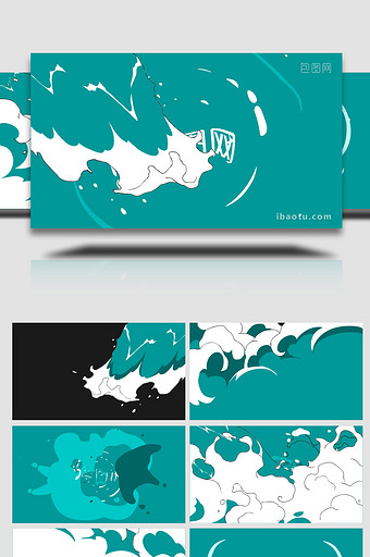 卡通波浪logo广告频道片头动画AE模板图片
