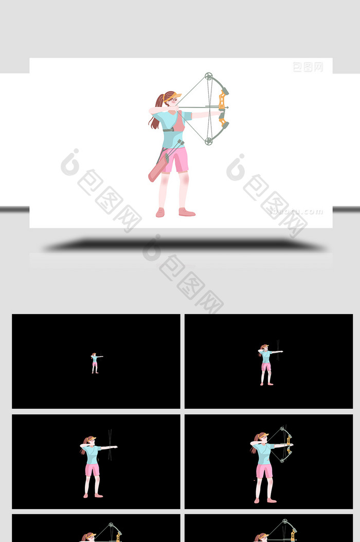 易用卡通mg动画运动女人射箭弓箭