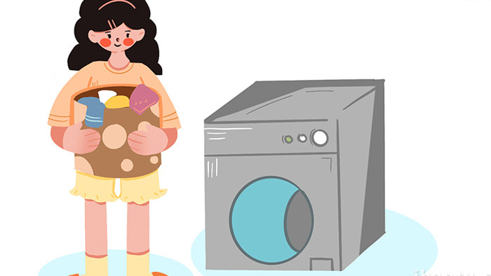 易用卡通mg动画做家务洗衣机洗衣服