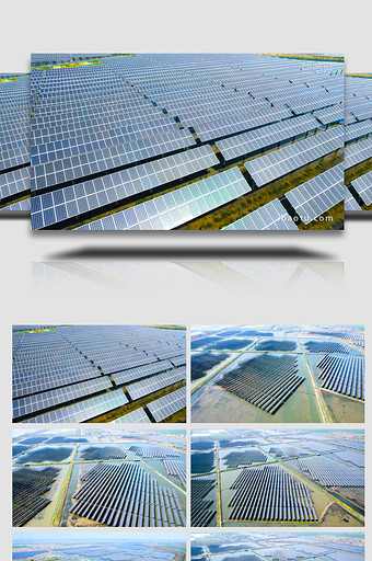 光伏发电基地太阳能板环保新能源4K航拍图片