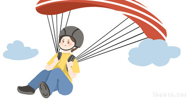 易用卡通mg动画运动男孩乘滑翔伞