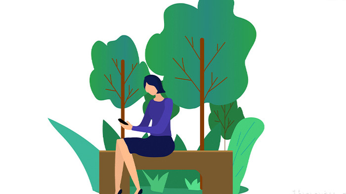 易用卡通mg动画女人坐在公园休息