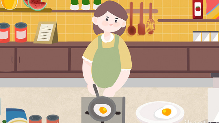 易用卡通mg动画日常生活母亲厨房煎蛋