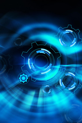 商务科技背景 蓝色科技齿轮背景