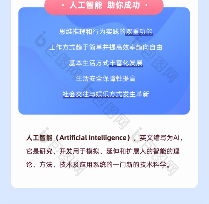 人工智能智慧你的生活2.5D蓝色长图