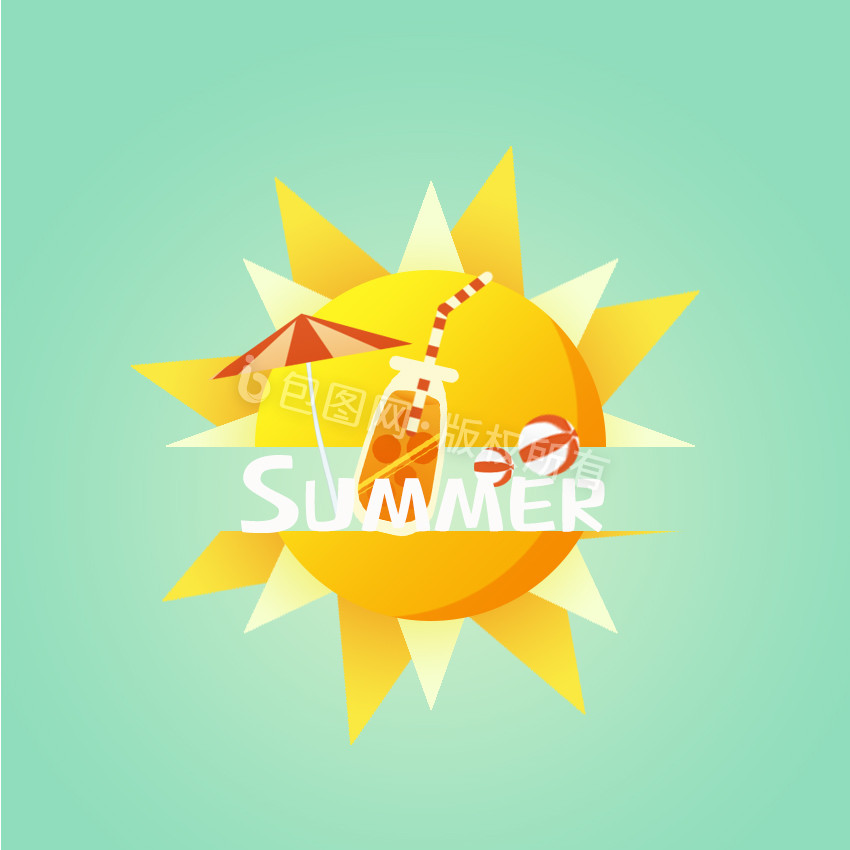 金色扁平卡通夏日夏季字体组合动图GIF