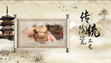 中国风传统非遗民俗艺术卷轴展示AE模板