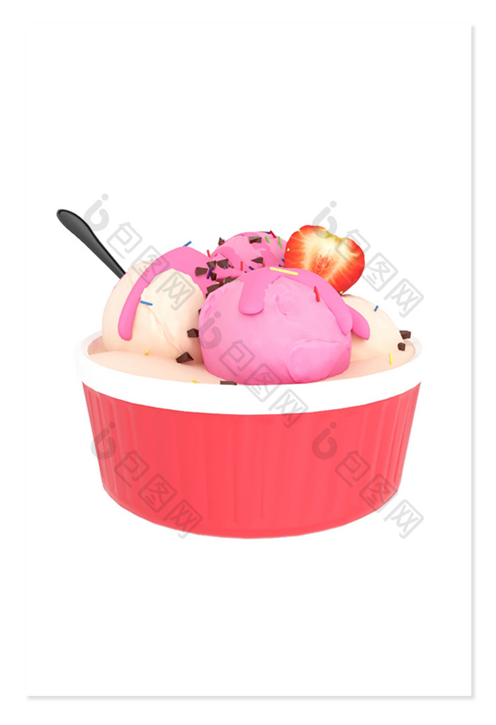 夏日美食草莓冰淇淋模型