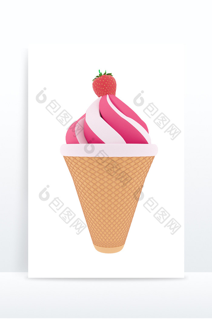 夏日美食创意美味草莓冰淇淋模型