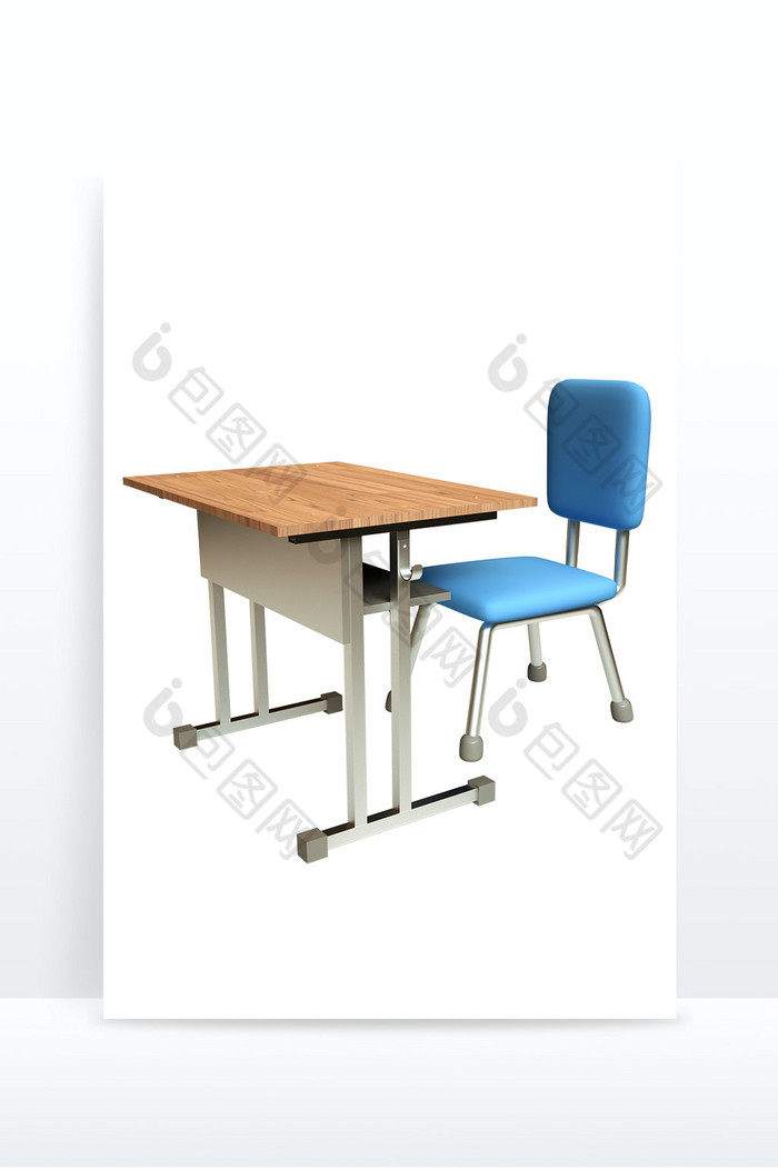 学校3D卡通课桌座位元素图片图片
