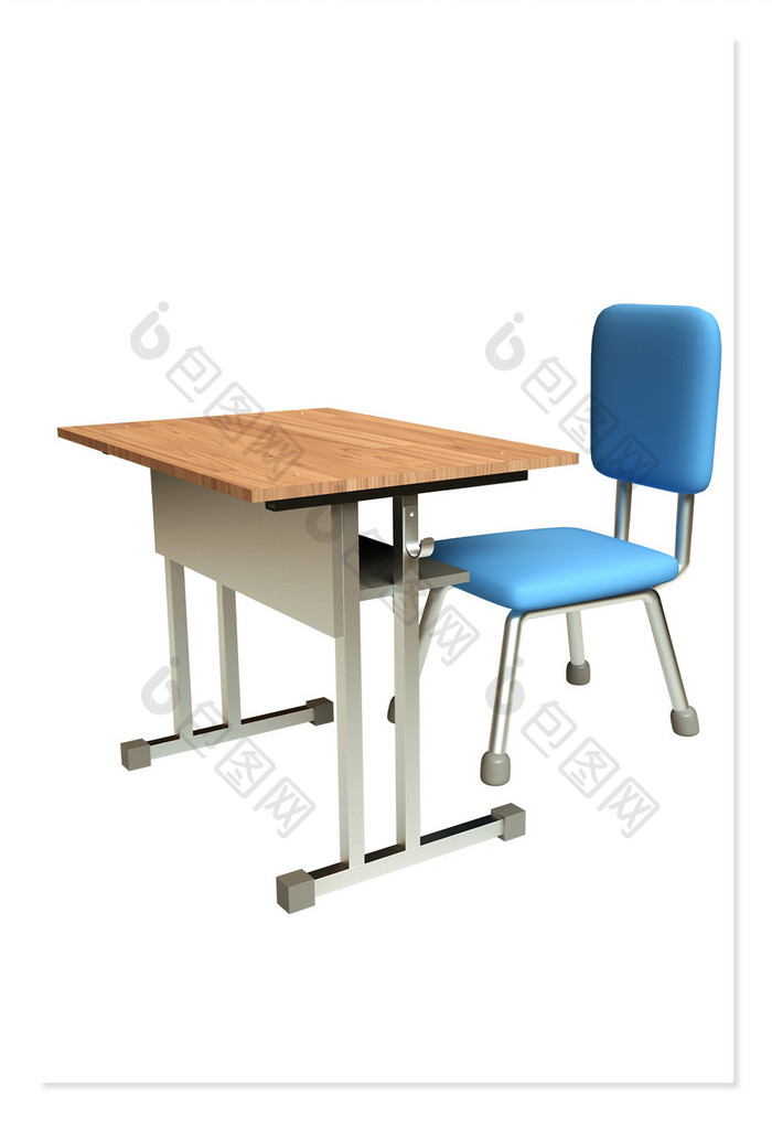 学校3D卡通课桌座位元素