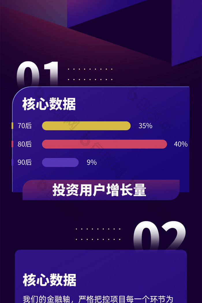 深紫色2.5D运筹帷幄金融理财H5长图