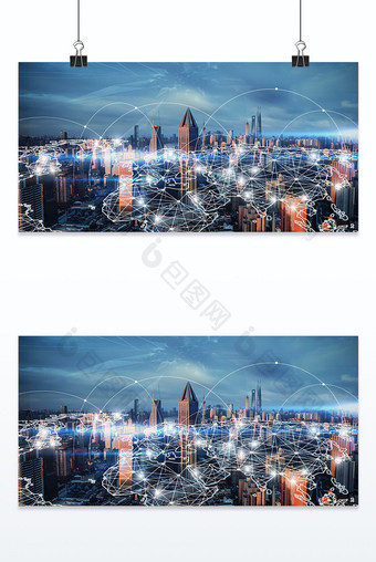 科技城市未来感合成商务背景图片