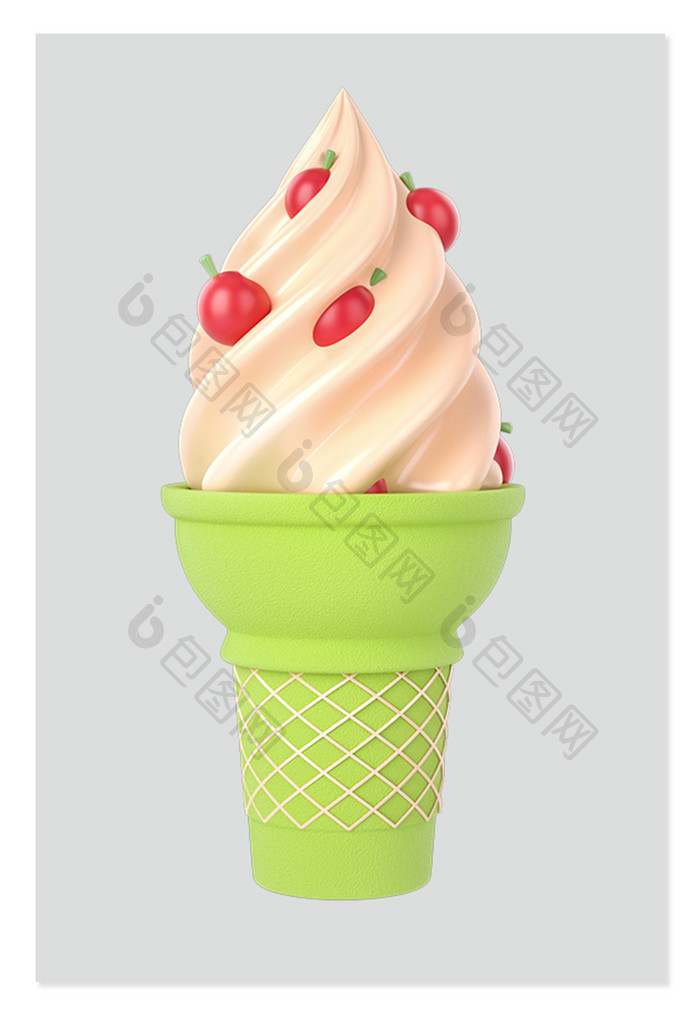 C4D夏日冰淇淋3D元素建模渲染