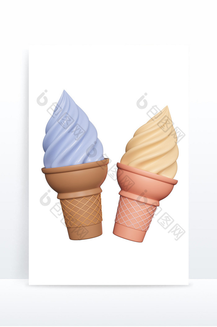 清凉冰淇淋甜筒3D模型
