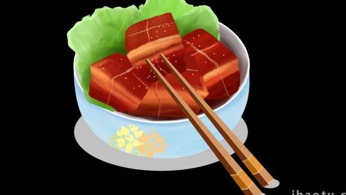 卡通类美食食物写实红烧肉MG动画