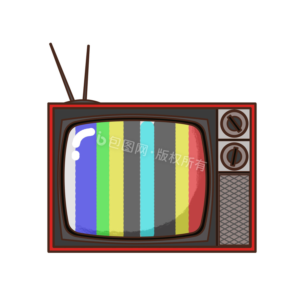 卡通红色电视机矢量素材免费下载 - 觅知网