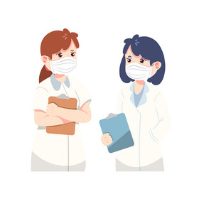 卡通职业人物护士交流动图GIF
