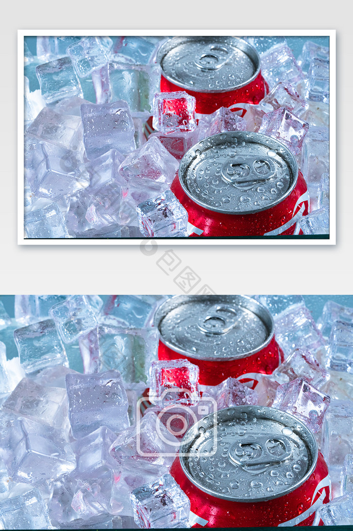 夏季冰镇可乐饮品冰块摄影图