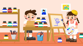 开学季营销幼儿美术插画