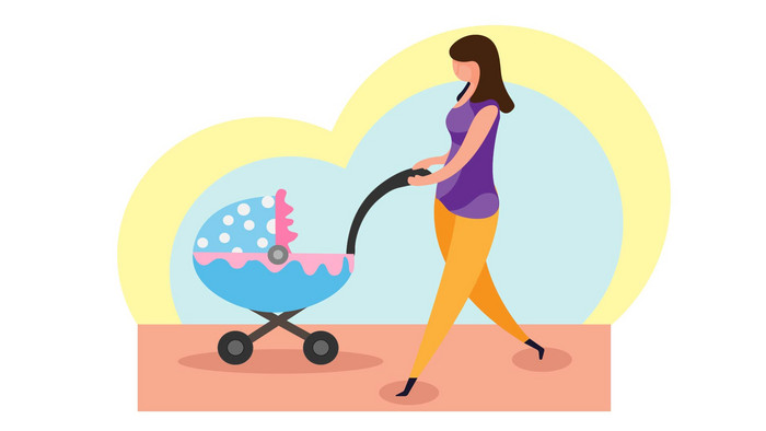 易用卡通mg动画母亲节女人推着婴儿车aep格式【视频下载】-包图网