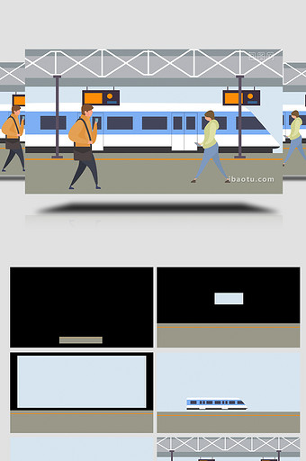 易用卡通mg动画地铁站行走的人图片