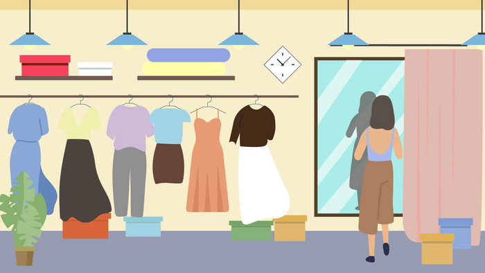 易用卡通mg动画服装店女人试衣服aep格式【视频下载】-包图网