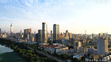 城市地标南京城市天际线高楼大厦紫峰4K