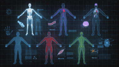 人类人体医学科技HUD元素AE模板