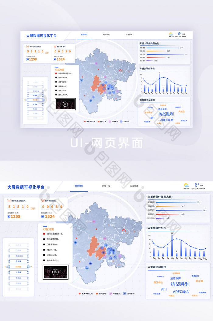 明亮白简约大数据可视化UI界面图片图片