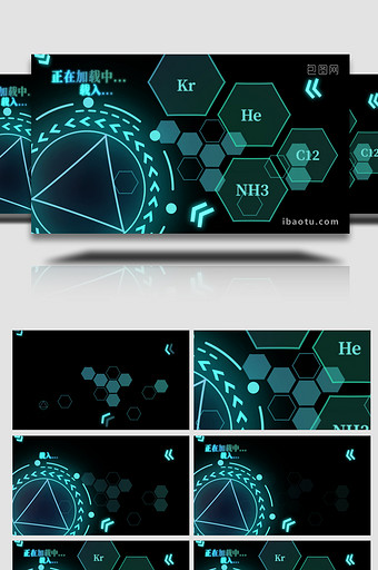 科技HUD化学元素周期背景视频图片