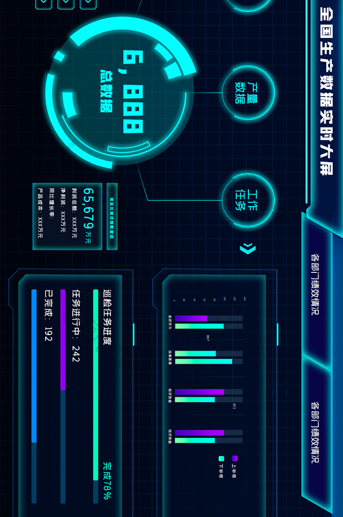 科技生产后台可视化大数据大屏界面