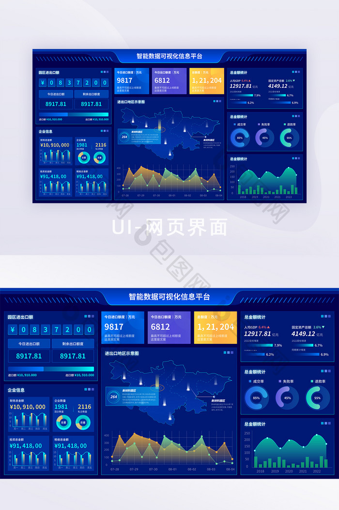 科技智能可视化大数据操作后台系统网页界面