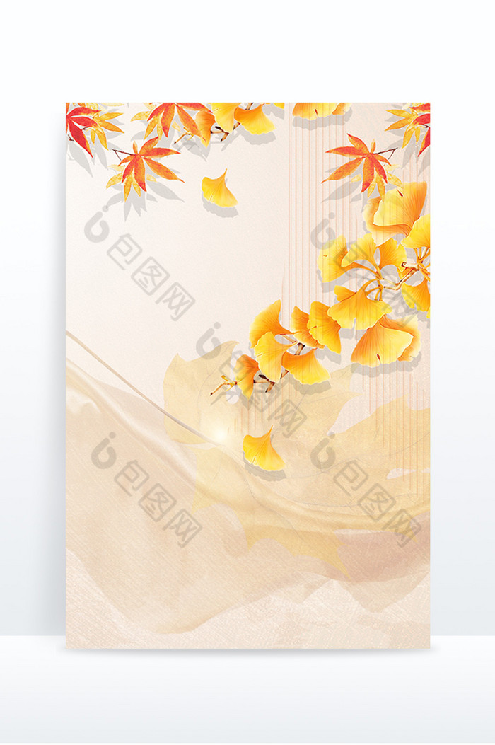 秋分文艺落叶银杏植物图片图片