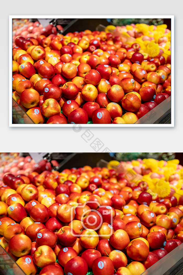 超市摆放的红苹果