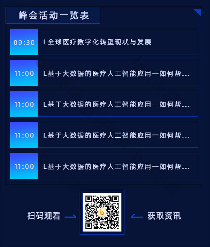 创意科技炫蓝色智能医疗峰会长图