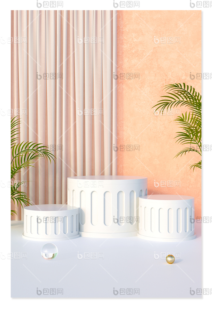 【c4d创意白色组合电商展台场景】图片下载-包图网