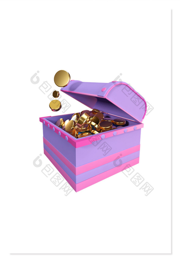 紫色电商立体3D金融宝箱元素