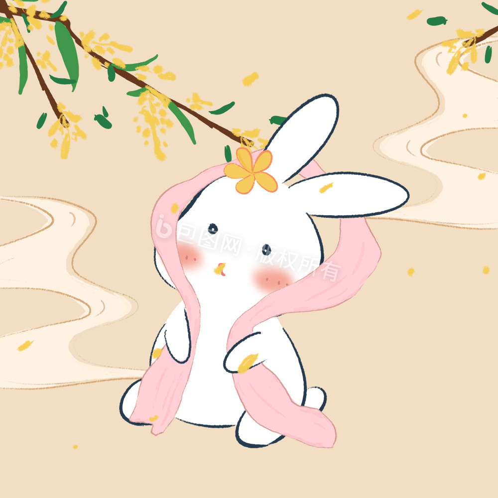 中秋玉兔兔子桂花传统节日动图