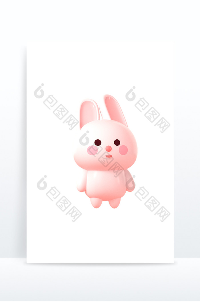 3D渲染可爱小白兔元素图片图片