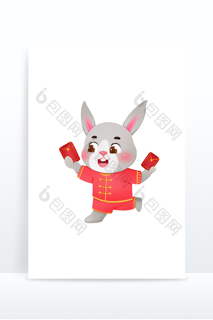 兔年新春喜庆兔子红包利是形象