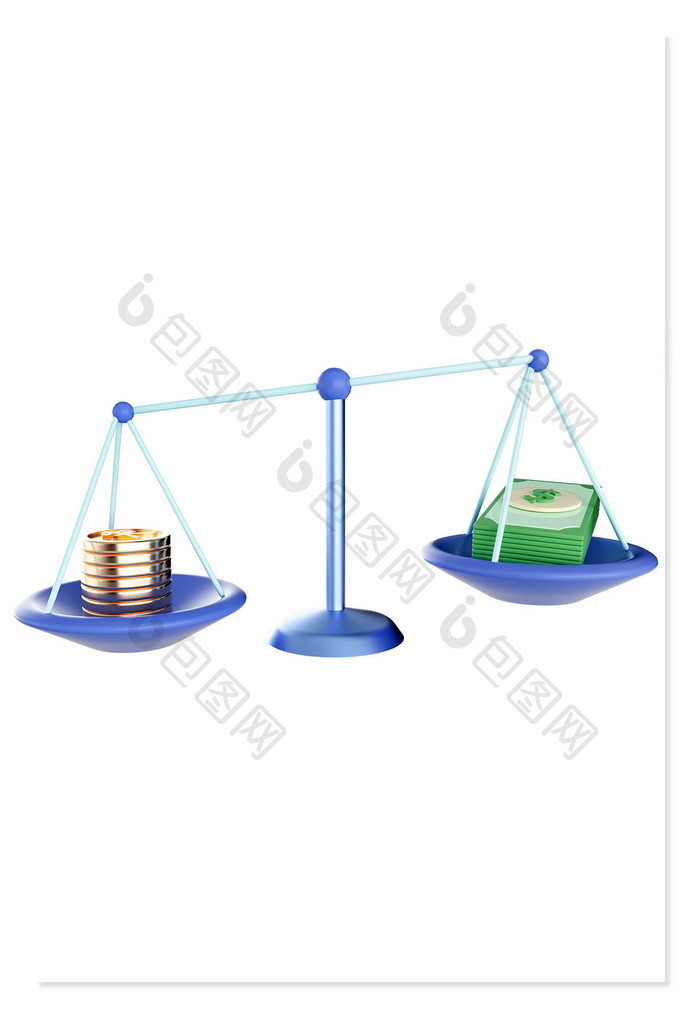 3D货币天秤平衡元素