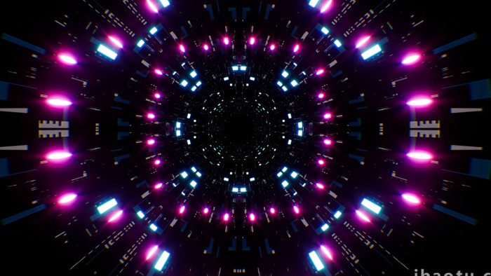 霓虹粒子隧道4K循环视频素材