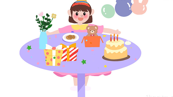 易用卡通mg动画女孩生日蛋糕