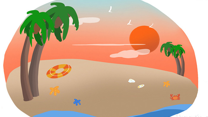 易用卡通mg动画夏季旅游海边