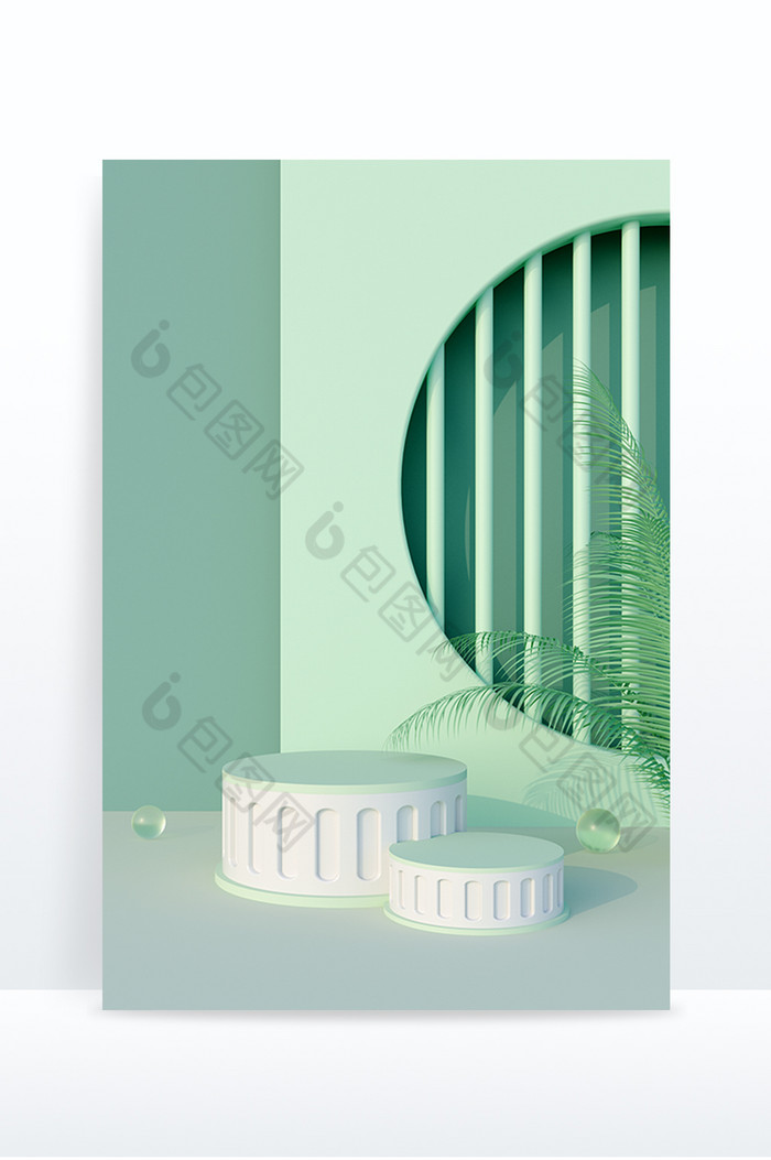 C4D创意绿色简约组合电商展台图片图片